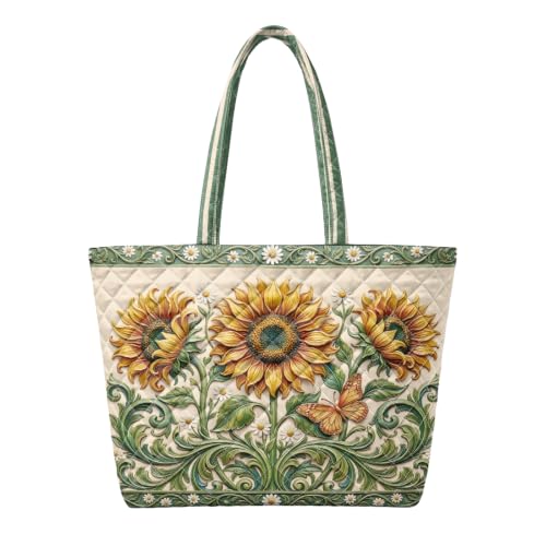YDTOADDIT Quilted Tote Bag Sunflower
