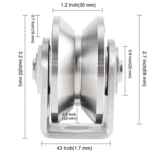 Pingeui 2 Pack 3 Inch Stainless Steel V Groove Wheel, V Groove Caster With Bracket For Sliding Gate, Rolling Gate, Inverted Track, Industrial Machines, 882 Lbs Capacity #TOP1