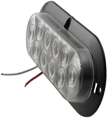 Sealed Waterproof 10 LED Surface / Flange Mount Trailer Lights, Red, Red with Clear Lens, Amber and White with Clear Lens! (BUL78CB Clear Lens with White LEDs Backup Light)