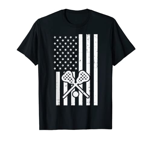 White US Flag Lacrosse Vintage Lax Player Goalie Men Women T-Shirt