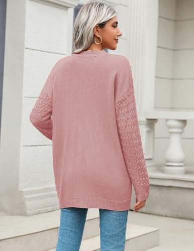 Image of Zeaoo Cardigan Sweaters for Women Long Sleeve Fall Clothes Button Down Tops | Long Sleeve Chunky Cable Knit Fall Cardigans Sweaters,Button Down Open Front Outerwear,Womens Tops,Cardigan with Pockets