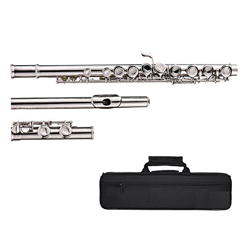 Concert Flute 17 Holes C Key Flute Nickel Plated Woodwind Instrument Silver Color Musical Instrument Flute