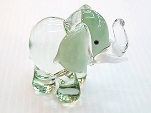 Dollhouse Miniatures Hand Blown Art Green Elephant FIGURINE Animals Decor