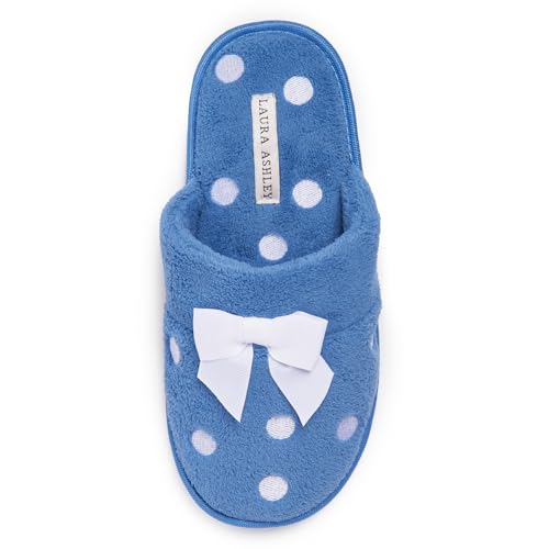 Image of Laura Ashley Ladies Embroidered Soft Terry Scuff Slipper