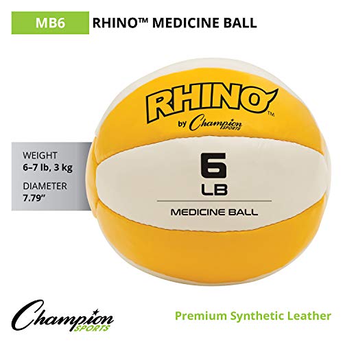 Champion Sports Exercise Medicine Ball, 6-7 lbs, Leather with No-Slip Grip, Weighted Med Ball for Weight Training, Stability, Plyometrics, Cross Training, Core Strength, Heavy Workout Ball by Champion Sports - Image 2
