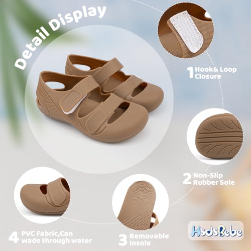 Image of HsdsBebe Little Kids Beach Sandals Toddler Boys Girls Jelly Sandals Closed-Toe With Anti-Slip Rubber Sole Children Summer Outdoor Water Shoes