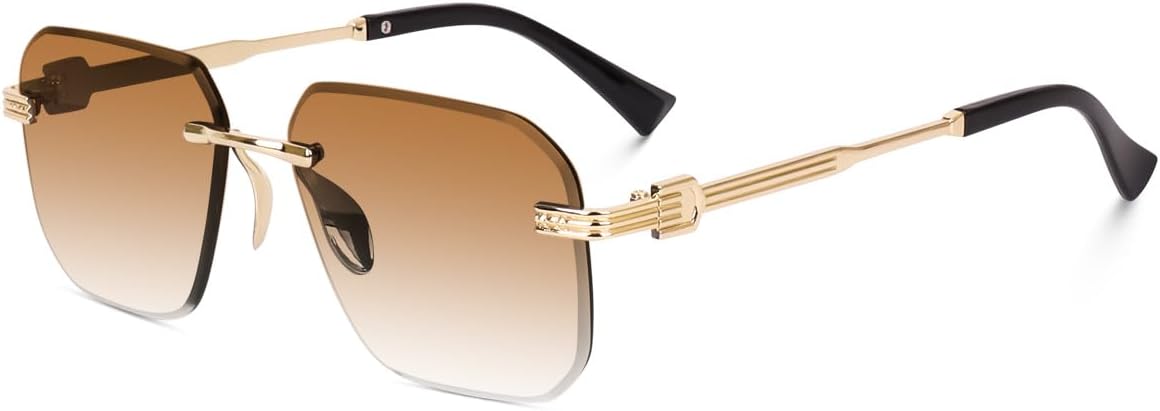 UV Protected Square Rimless Sunglasses for Men and Women