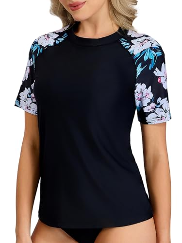 VAYAGER Maillot de Bain Anti-UV à Manches Courtes Rashguard pour Femme UPF 50+ Séchage Rapide pour Surf Aquatique - Taille S à XXL – vue 2
