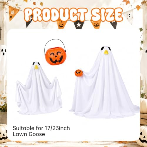 Halloween Ghost Goose Outfit Porch Goose Outfits Lawn Goose Clothes, Fits 23" Cement Plastic Goose Statue for Outdoor Garden Yard Patio Art Decor — 사진 3