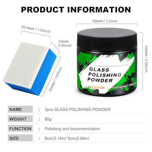 Image of Glass Polishing Powder - 80g Heavy Oil Film Polishing Powder, Car Glass Cleaning Powder, Glass Repair Powder, Oil Film Cleaner for Car, High Performance Professional Windscreen Scratch Removal Powder