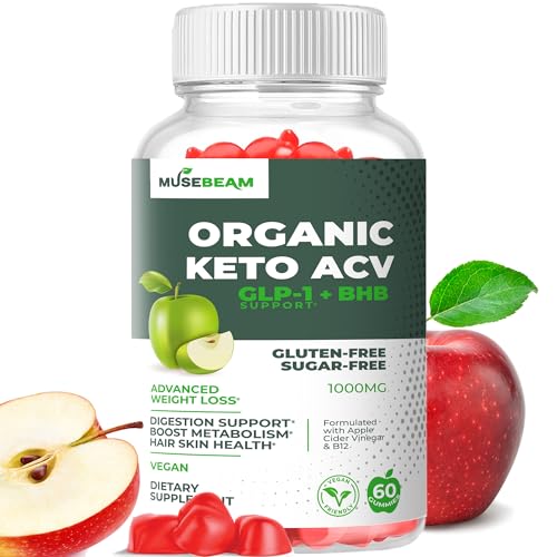 Organic Keto ACV Gummies Advanced Weight Loss - Gluten & Sugar Free Belly Fat Burner Apple Cider Vinegar Diet Supplement for Women Men (1000MG)