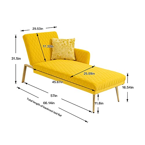 HOMYKA Velvet Chaise Lounge Chair,Upholstered Sofa,Recliner Lounge Chair,Sofa Bed,Sleeper Chair,Arm Chaise Lounge,Accent Loveseat Sofa,Recliner Couch for Living Room Bedroom,Home and Office