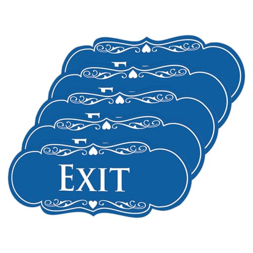 Designer EXIT Sign - Blue - Large (5 Pack)