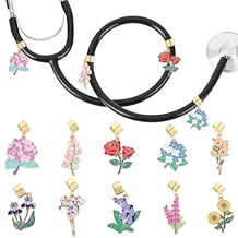 Floral Stethoscope Charms for Nurses - 10Pcs Vintage Flower Alloy Pendant Stethoscopes Accessories for Doctors Medical Students Nursing Staff, Medical Gifts