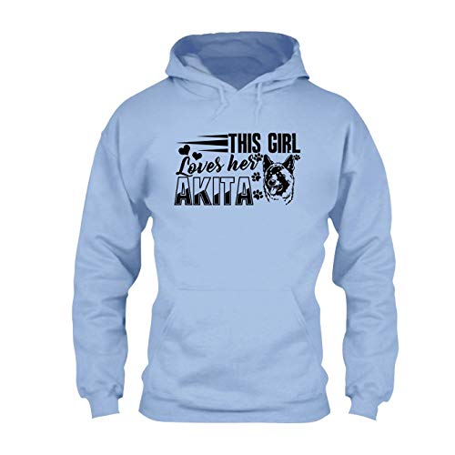 This Girl Loves Her Akita Hoodies Sweatshirt for Men, Women Blue,L