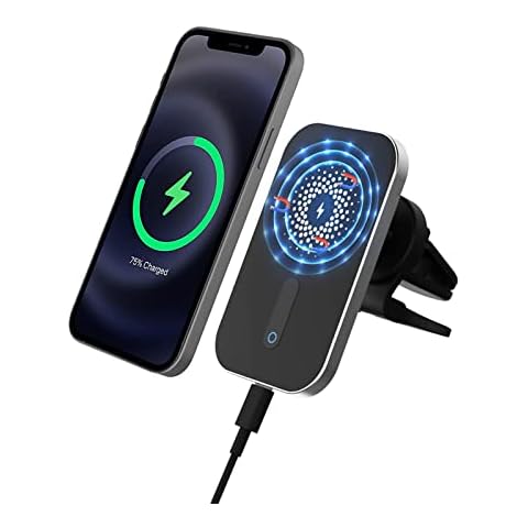 HATALKIN Magnetic Wireless Car Charger Car Mount Compatible with Apple iPhone 12/Mini/Pro/Pro Max, Mag-Safe Case Accessory Fast 15W Magnet Qi Wireless Charging Phone Car Air Vent Mount Clip Holder Cover