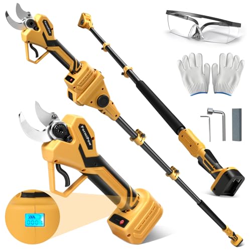 FormiPow Pruning Shears with Pole for Dewalt 20V MAX Battery, Brushless Pruner with SK5 Steel Blade, 1.2" / 1.6" Cutting Diameter, 13Ft Reach Electric Pruners for gardening Tree Trimming (No Battery)