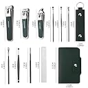 10-in-1 Manicure Kit – Stainless Steel Nail Clipper Set for Men & Women Grooming Tools with Cuticle Remover, Nail File, Ear Pick & Tweezers in Compact Travel Case (Green) gallery image