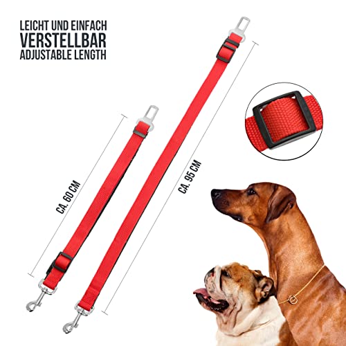 Lantelme Hunde Auto Sicherheitsgurt Adapter XL ausziehbar 60cm bis 95cm Extra Breit und Stark | Gurtadapter Nylon Farbe Rot für Autogurt KFZ Wohnmobil Fahrzeug Auto | Für große Hunde Tiertransport