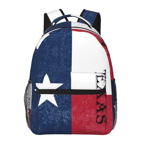 Backpack Multipurpose Anti-Theft Large Capacity Bookbag - Texas State Flag Art Travel Hiking Daypack With Side Pockets, Pattern 644