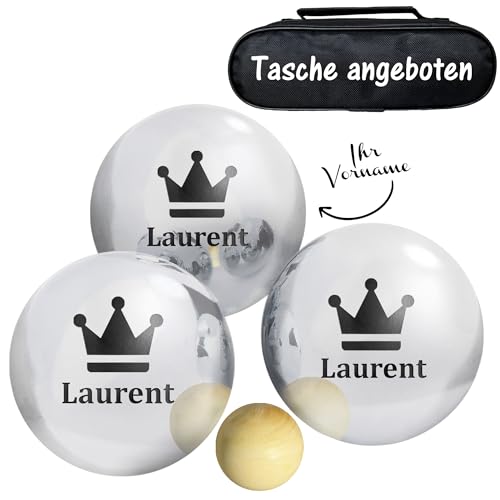 KDO MAGIC - Boccia Kugeln personalisiert - 3 Kugeln 720g - Pétanque - Kostenlose Tasche - Geschenkidee für Herren, Geburtstag, Vatertag (Motiv: Köning) KDO MAGIC - Boccia Kugeln personalisiert - 3 Kugeln 720g - Pétanque - Kostenlose Tasche - Geschenkidee für Herren, Geburtstag, Vatertag (Motiv: Köning)