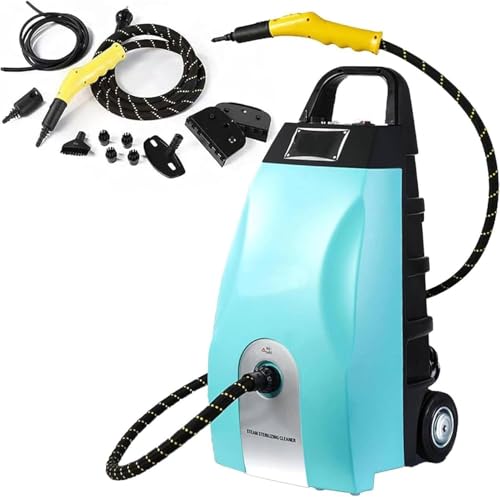 JozyJul Limpiador a Vapor de 3000 W, vaporizador de Alta presión, Potente Limpiador de Vapor Continuo con 6 Cabezales de Cepillo, Tanque de Agua de 3,5 L, para Cocina, hogar y Coche Blue