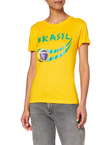 Supportershop Brasil Camiseta de la Mujer, Color Amarillo, tamaño L