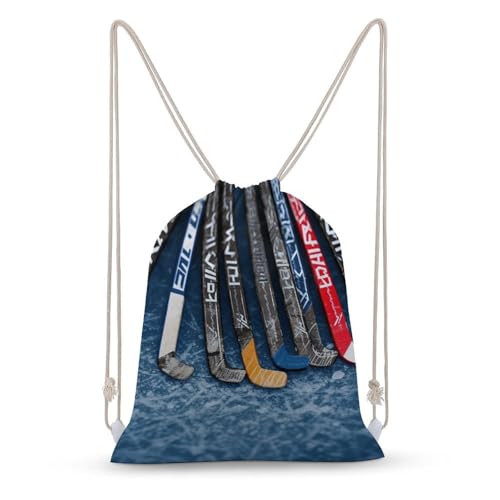 VFMKT Mochila con cordón, bolsa de gimnasio, palos de hockey sobre hielo, bolsa de playa impermeable para mujeres y hombres, Estilo, 35x50cm