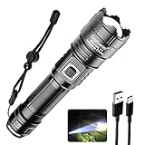 90000 High Lumens USB Rechargeable XHP70 Flashlight IncludeBattery LED High Power Flash Light 5 Modes Waterproof Torch for Emergencies, Hiking, Fishing,Walking, Camping