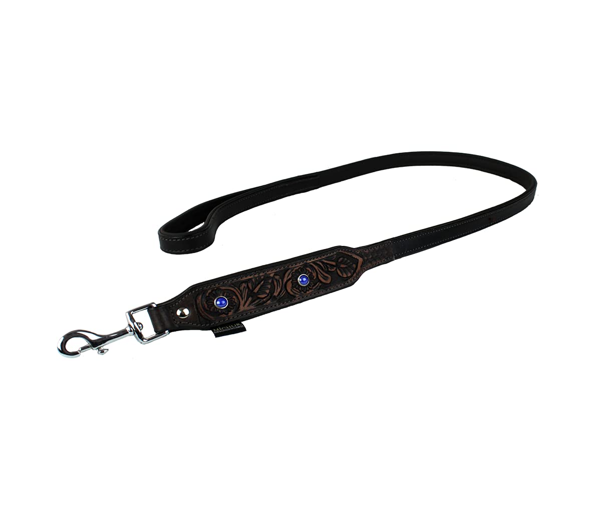 MICHUR Antonio Leine, Hundeleine Leder, Lederleine Hund, PASSEND ZUM Halsband ORDIC, BRAUN, Leder, mit blauen Steinchen