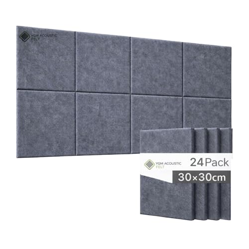Image of YGM Acoustic Foams Luxury PET Felt Acoustic Self Adhesive Panels, 10 MM Thick, Sound Absorbing Panels for Wall | Room Noise Reducer & Sound Dampening (Midnight Grey, 1x1 Foot - 24 Panels)