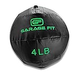 Garage Fit Soft Medicine Ball/Wall Ball/Wallball Plyometrics, Core Training, Cardio Workouts - Ideal for Wall Balls Squats, Lunges, Partner Toss, Slam (Black, 4 lb - 1.8 kg)