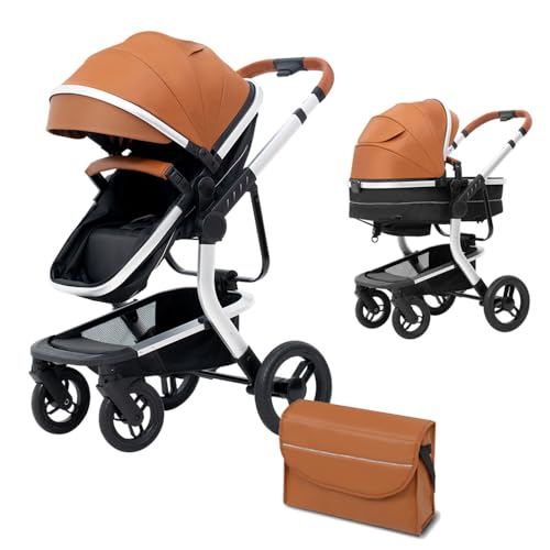 Baby Stroller,Reversible Baby Carriage,Reclying Seat,Foldable Pram,High Rise Pushchair,Luxury Buggy for
