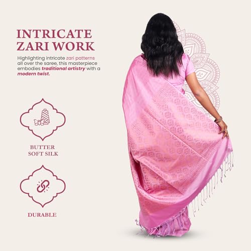SWANITH pink kanjivaram silk saree in soft silk – image 4