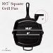 Cuisinel Cast Iron Square Grill Pan + Glass Lid + Pan Scraper + Handle Cover - 10.5