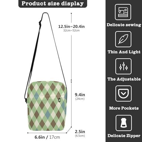crossbody messenger bag Crossbody Bags For Women Shoulder Handbags For Women Adjustable Strap for Casual Casual- Plaid Green Yellow White Blue3