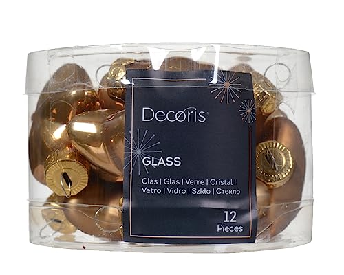 Kaemingk Christbaumschmuck Sterne Glas 4cm x 12 Stück Weihnachtskugeln Christbaumkugeln Ingwerbraun Hellbraun - Goldbraun - karamell - karamellbraun