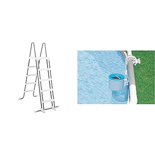 INTEX Echelle Double Sécurité Marches Amovibles 1,32cm & Skimmer de Surface Deluxe pour Piscine