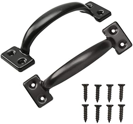 TamBee 2PCS 6-1/2 Inch Pulls Black Door Pull Handle Metal Kitchen Cabinets Furniture Wardrobe Medicine Handle in Black Door Hardware
