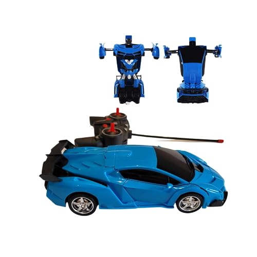 Brinquedo de Controle Remoto Carro que se Transforma em Robô Recarregável (Azul)