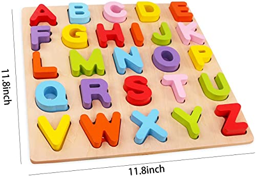 Alphabet Puzzle, WOOD CITY ABC Letter & Number Puzzles for Toddlers 1 2 3 Years Old, Preschool Learning Toys for Kids, Educational Name Puzzle Gift for Boys and Girls