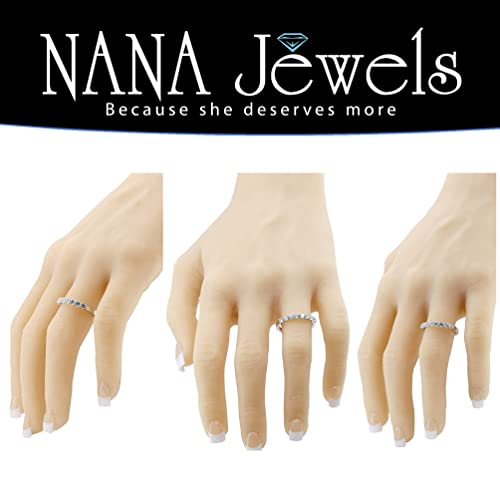 Nana Jewels Womens Pure Brilliance Zirconia Simulated Diamond Band Ring, Rhodium Plated Sterling Silver, Size 7 #TOP3