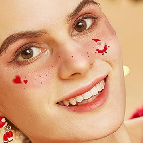 Adesivos de maquiagem para rosto, adesivos de rosto de Natal para mulheres - 12X Adesivos Temporário