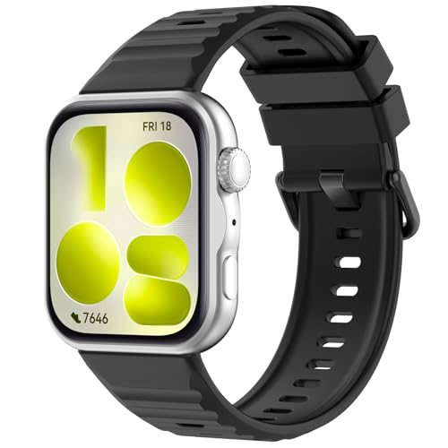 Disscool �����p���߉\���X�g�o���h Huawei Watch Fit5 Pro/Fit5/Fit4 Pro/Fit4/Fit3�Ή� �\�t�g�V���R�����X�g�X�g���b�v �N�C�b�N�����[�X�t�� �j�����p (�u���b�N)