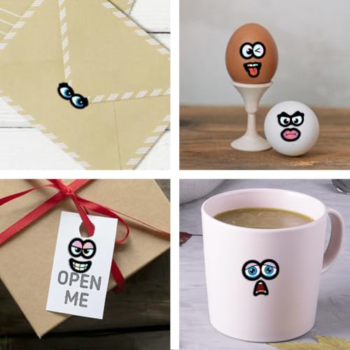 AHANDMAKER 20 Sheets Cute Cartoon Face Expression Holographic Stickers, Rainbow Eyes Nose Mouth Stickers Waterproof Vinyl Decals for Laptops Water Bottles Planners Scrapbooks Crafts Party Favors - Image 5