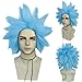 ANOGOL Hair Cap+ Short Blue Cosplay Wig for Men - Spiky Anime Cartoon Costume Party Wig - Funny, Crazy, Strange for Halloween and Christmas