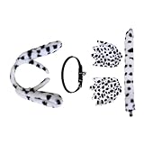 Kits de disfraz de cachorro dálmata, este kit de disfraz de cachorro dálmata, orejas de cachorro dálmata, cola de cachorro dálmata, coqueta de cachorro dálmata, guantes, simpático cachorro dalmatiano, accesorios de disfraz inusuales para satisfacer las necesidades de cosplay de tus hijos