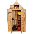 Wooden Outdoor Storage Shed with Double Doors,70” Tall Waterproof Storage Shed with Lock,Sheds & Outdoor Storage with Windproof Tipping for Deck,Backyard Garden and Yard