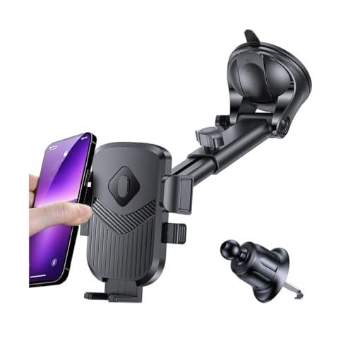Image of Car Phone Holder, Strong Suction Vehicle Dashboard Windshield Air Vent Cellphone Mount Cradle, Adjustable Hands Free Automotive Smartphone Stand Accessories, Universal Fit (Carbon Fiber2)