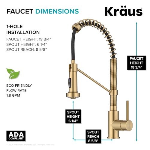 KRAUS Brushed Brass 18.75 in Pull Down Kitchen Faucet KPF-1610BB - image 6
